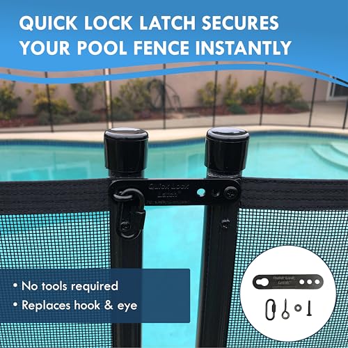 Pool Fence - Quick Lock Latch - Replaces Outdated Hook & Eye Style Latches – Durable Aluminum Pool Fence Lock Connector | DIY Pool Fence Easy Installation & Fits Most Mesh Safety Fences