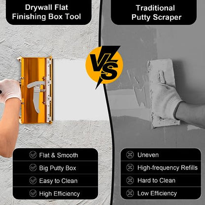 Professional Drywall Flat Finishing Box,9.8Inch Automatic Drywall Taping and Finishing Tool Set, Mud Compound Taping Tool, Quick Clean, knife Machine Suitable For Mud Skimming