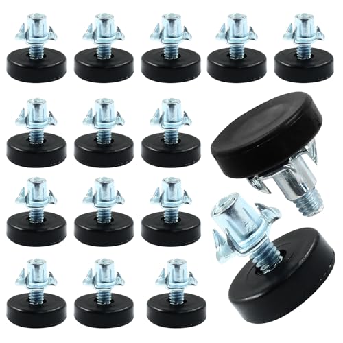16 Pcs 1/4" Furniture Leveling Feet Adjustable Table Levelers T-Nut Kit Chair Glide Leveling Screw in Threaded for Patio Furniture Tables Chairs - size: 1/4" with T-Nut