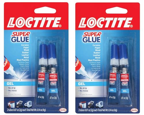 Loctite Super Glue Gel Tube, Clear Superglue for Plastic, Wood, Metal, Crafts, & Repair, Cyanoacrylate Adhesive Instant Glue, Quick Dry - 0.07 fl oz Bottles, Pack of 2 - size: Pack of 2