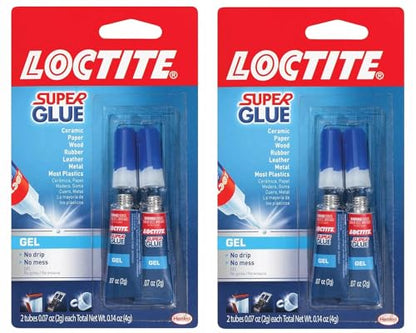 Loctite Super Glue Gel Tube, Clear Superglue for Plastic, Wood, Metal, Crafts, & Repair, Cyanoacrylate Adhesive Instant Glue, Quick Dry - 0.07 fl oz Bottles, Pack of 2 - size: Pack of 2