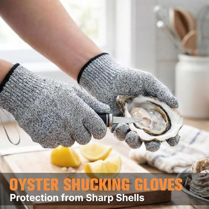 Safe & Savvy Cut Resistant Gloves, 1 Pair, Level 5 Food-Grade & Fiberglass-Free Mandoline Gloves for Oyster Shucking & Meat Cutting, Wood Carving Gloves, Grey, Machine Washable (Small) - size: Small