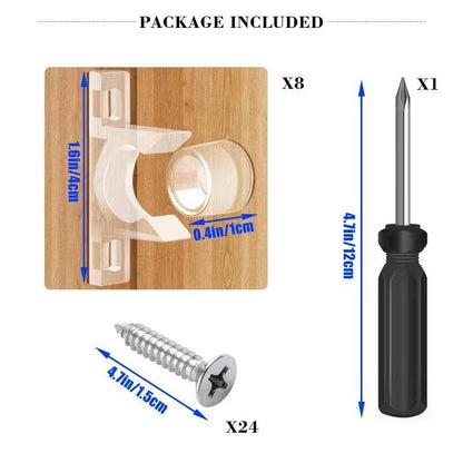 KIBBEH 8 Sets False Front Cabinet Clips Kitchen Cabinet Doors Replacement for Drawer Repair Kit Sink Clips for Sink Drawer Tip Out Tray Kit with Matching Screwdriver
