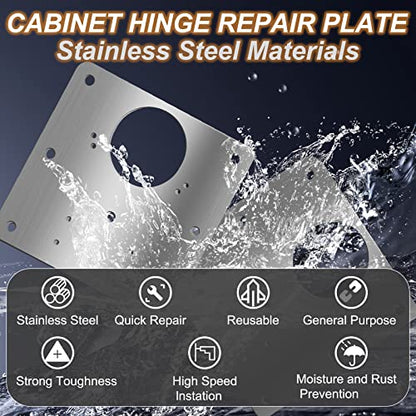 6 Pcs Cabinet Door Hinge Repair Plates, Cabinet Hinge Repair Board Replacement Kit, Metal Hinges Repair Fixing Plates with Screw for Kitchen Cupboard Door - size: Large