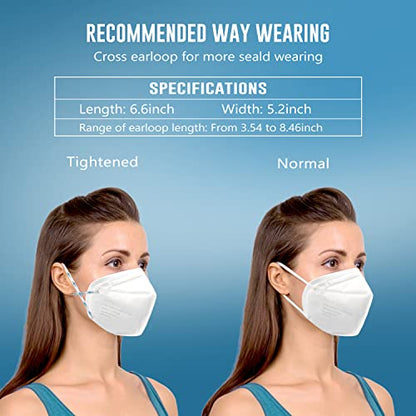 WWDOLL KN95 Face Mask 25 Pack, 5-Layers Breathable Disposable KN95 Masks - color: White