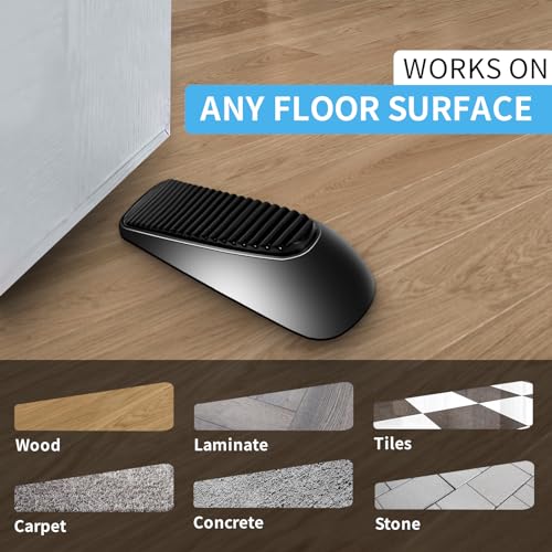 2Pc Strongest Door Stopper - Heavy Duty Door Stop Wedge, Door Stoppers for Bottom of Door, Made of Premium Quality Zinc and Silicone, Suits Any Door, Any Floor, Doorstop Wedge Tall 1.65in