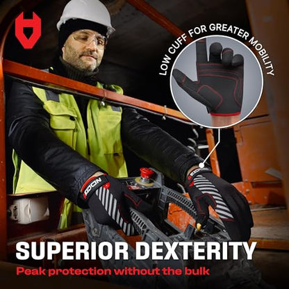 NoCry Utility Gloves for Men with Reinforced Fingers and Thumb Crotch; Double Stitched Palm and Touchscreen Tips; Breathable and Highly Flexible; — Ideal for Mechanics, Construction and Yard Work - size: Large, style: Lite