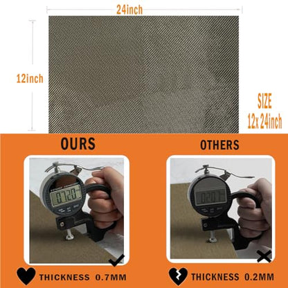 Titanium Adhesive Backed exhaust heat shield 12'' X 24'' for wall behind grill 2500 Degrees High Temp Protection Material Thermal Barrier Blanket Mat - size: 12'' X 24''
