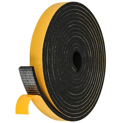 16Feet Weather Stripping Seal (1 Inch X 1/4 Inch) for Door Window, High Density Foam Tape, Soundproofing, Insulation Strip, Door Sealers for Door Frame- Black - size: 1 Inch X 1/4 Inch X 16Feet