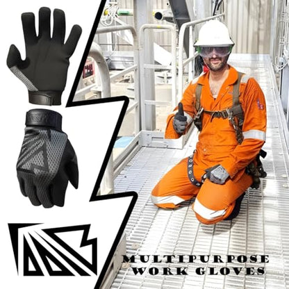 Taaib™ Work Gloves for Mechanic Electrician Industrial Tactical Utility Personnel, Women Men, All-Purpose Reinforced Leather