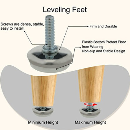 uxcell M6 x 20 x 30 Screw on Furniture Threaded Stem Glide Leveling Feet Protector Floor Adjustable Leveler for Table Chair Desk Leg 10 Pack