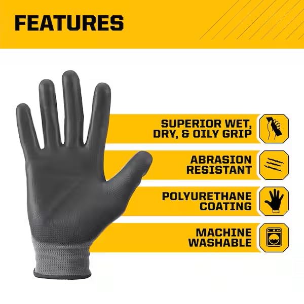 Large General Purpose Polyurethane Grip Work Gloves (12-Pack)