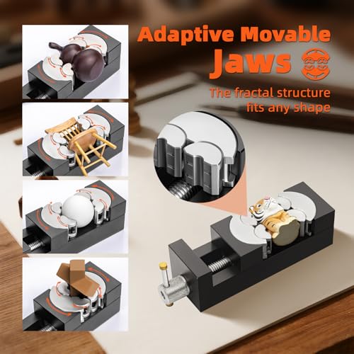 Luvan Mini Drill Press Vise, Small Bench Vise Clamp for Any Shape 2.44" Jaw Opening Self-Adjusting Smart Fractal Vise, Precision Aluminum Hobby Mini Table Clamp for DIY,Crafts,Jewelry Making,Repair - color: Mini Vise Clamp