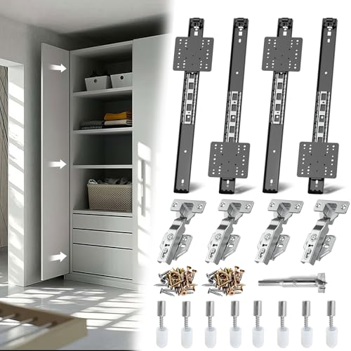 Pocket Door Slides, Cabinet Pocket Door Slide,Pocket Door Hinge,Pivot Door Slide Hardware Inset,Cabinet Pocket Door Hardware Kit Fit for Inset Door,Cabinet Door (16 inches, Pieces, 4) - size: 16 inches