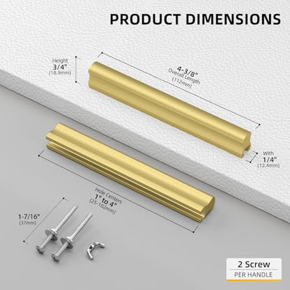 Goldenwarm 6 Pack 1" to 4"(25-102 mm) Hole Distance Gold Adjustable Drawer Pulls Gold Cabinet Handles for Kitchen Hardware - color: Matte Gold, size: 1 in to 4 in (25-102 mm)