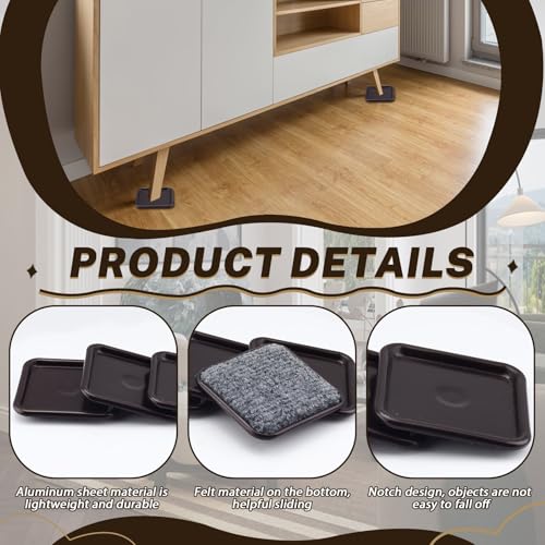 ASTIMESA 8 Pieces 3" Square Furniture Sliders, Heavy Duty Furniture Pads Cups with Carpet Base, Reusable Floor Protectors for Hardwood Vinyl Tile Couch Table Chair Bottom (Brown) (78mm, Square) - size: 78mm