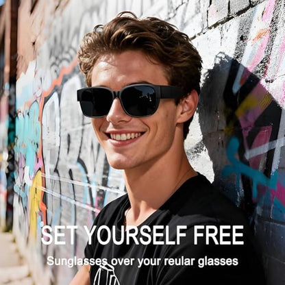HAOLOTA Polarized Fit Over Glasses Sunglasses for Men Women,UV400 Protection Wrap Around Shades for Driving & Outdoor - color: A01 Black/Grey + Black/Grey + Black/Grey