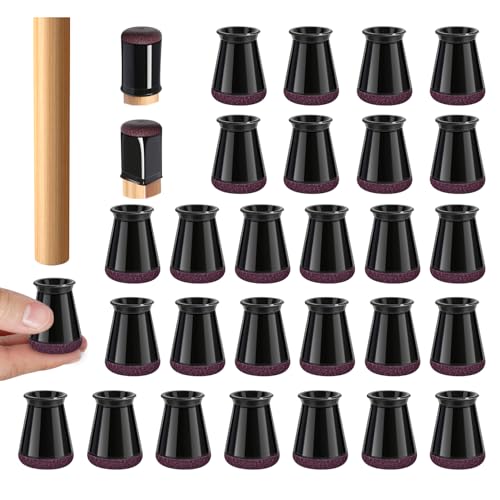 32 Pcs Chair Leg Protectors for Hardwood Floors, Silicone Felt Furniture Leg Cover Pad for Protecting Floors from Scratches and Noise, Smooth Moving，Black X-Small(Fit Round Diameter：8/16''-15/16'') - color: Black-32pcs, size: Universal X-Small