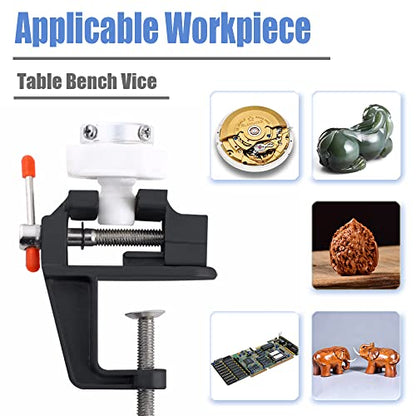 Mesee Universal Mini Table Bench Vice Small Walnut Clamps Workbench Carving Drill Press Clamping Vise for Jewelry Nuclear Watch Repairing DIY Craft Sculpture Clip On Tool - Black