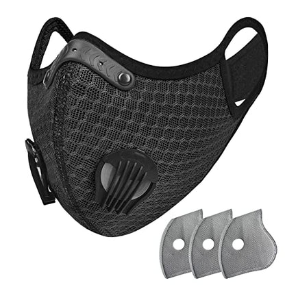 FULIER Dust Face Mask Anti-Fog Outdoor Cool Sports Mask Reusable Face Protection - color: Black