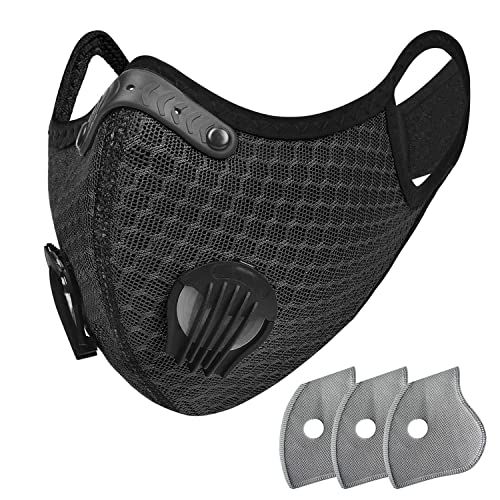 FULIER Dust Face Mask Anti-Fog Outdoor Cool Sports Mask Reusable Face Protection - color: Black