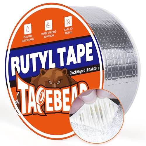TAPEBEAR Butyl Tape 2inch x16feet, Aluminum Duct Sealing Tape Waterproof Sealant Repair Tape for RV Roof, Boat and Pipe Sealing, Glass & EDPM Roof Leak Patching - size: 2inch x16feet