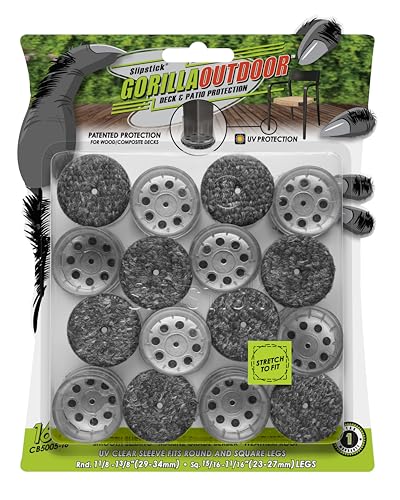 Slipstick GorillaOutdoor Berber Furniture Feet Pads with Clear Sleeve Sock, Weatherproof Outdoor Furniture Floor Protector Sliders (Universal Medium x 16) - size: Universal Medium x 16
