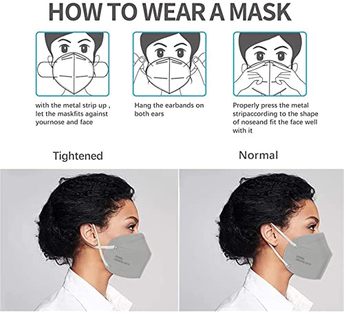 LEMENT 50PCS KN95 Face Mask 5 Layer Cup Dust Safety Masks Breathable Elastic Ear Loops Grey Masks - color: Adult-50 Pack-grey