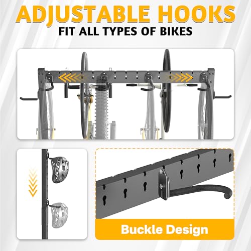 Ultrawall Freestanding Bike Stand, Vertical Bike Storage Stand Rack for Garage, Indoor Bicycle Organizer with Adjustable Hooks, Holds Up to 6 Bikes & 6 Helmets - style: Holds 6 Bikes & 6 Helmets