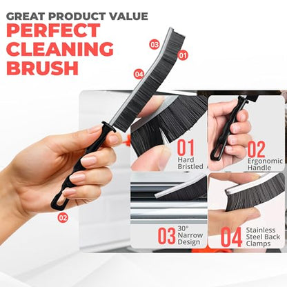 9Pcs Crevice Cleaning Brush, Multi-Purpse Hard Bristle Grout Brush for Cleaning Bathroom, Kitchen, Tiles, Corners, Teapot, Bottle, Tight Spaces & More