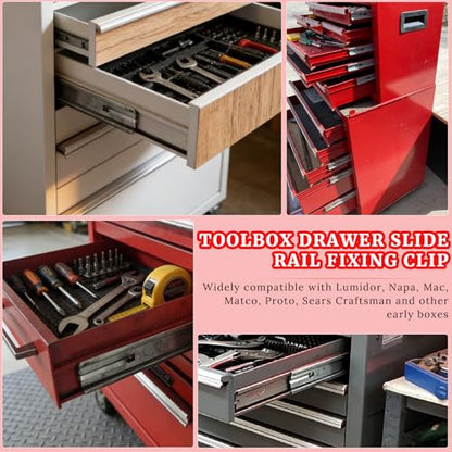 12Pcs Tool Box Drawer Slide Retaining Keeper Clips Fit for Napa Mac Matco Proto Sears Craftsman Tool Boxs Chest Clip Early 2'' Single Loop Pull Out Stop Style Tool Box Drawer Slides Replacement Parts - style: single-ended ring