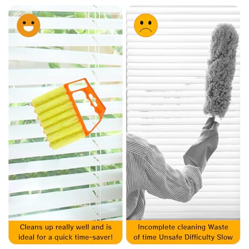 4Pcs Window Venetian Blind Cleaner Duster Tool,Venetian Washable Mini Handheld Brush,7 Fingers Dusting Cleaner and Air Vent Cleaner for Wood Blinds,Air Conditioner Vents,Fans Vents
