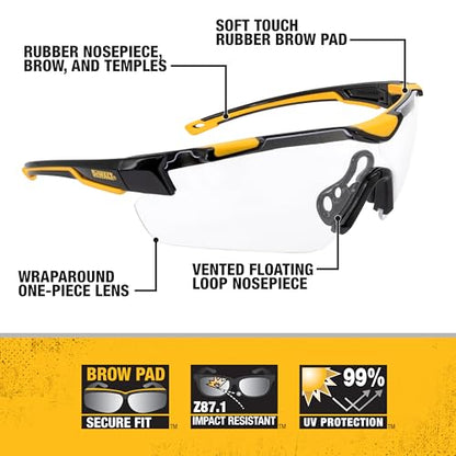 DEWALT DPG110 Chisel Unisex Trim-Fit Half Frame Protective Eyewear, Black Frame Clear Lens - color: Black / Clear