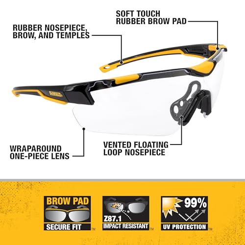 DEWALT DPG110 Chisel Unisex Trim-Fit Half Frame Protective Eyewear, Black Frame Smoke Lens - color: Black / Smoke