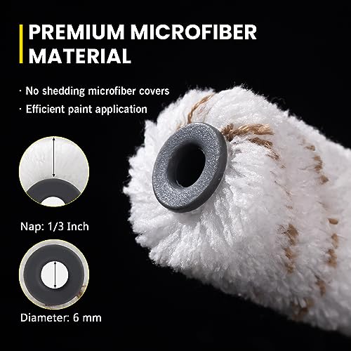 Mister Rui Paint Roller Kit, 16 Pack, 4 Inch Microfiber Paint Rollers, Small Paint Roller Covers, Disposable Paint Tray Liner and Frame, Mini Rollers for Painting Walls, Doors, Cabinets - size: 4 Inch,16 Pack