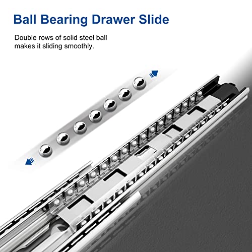 VADANIA 24" Soft Close Heavy Duty Drawer Slides, #K53, Up to 265lb Load Capacity, 3-Fold Full Extension, Ball Bearing, Side Mount, 1-Pair - color: #K53 - Soft Close, size: 24 Inch