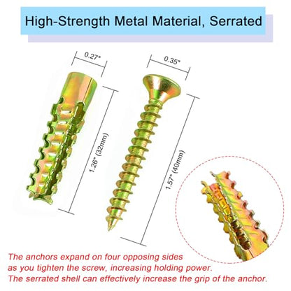 20 Pack Heavy Duty Hollow Wall Anchors with Screws, Loose Hinge Hole Repair Kits, Ideal for Concrete Wall, Hollow-Wall, Wooden Wall and Hinge Hole Repair (6x32mm) - size: 20 Pack