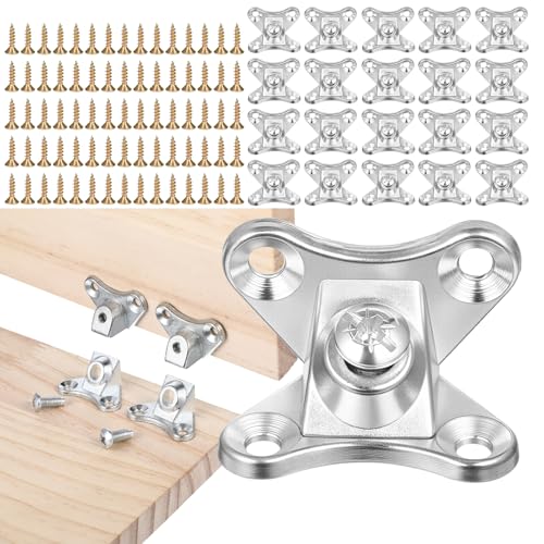 20 Pack L Bracket, Detachable Corner Brace, Heavy Duty Butterfly Metal Brackets with 80 Pcs Screws, Right Angle Support for Wood Furniture Cabinet Shelves Table Chair Bed, Silver