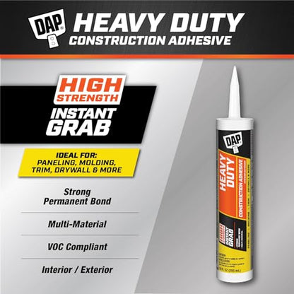 DAP Heavy Duty Construction Adhesive, White, 10 oz (7079827509)