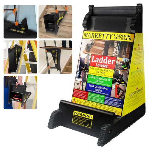 Ladder Leveler, Pitch Hopper, Ladder Stabilizer with Storage, Ladder Levelers for Stairs and Extension Ladders, Easy to Use, Conquer Uneven Ground (Regular Black) - color: Regular Black