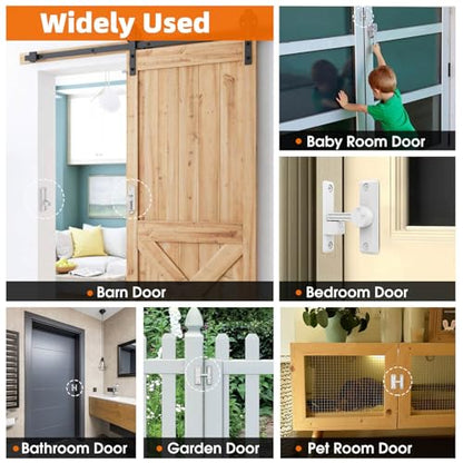 Barn Door Latch, 90/180 Degree Latch, Protect Privacy - Zinc Sliding Latches, Door Security Hardware for Bathrooms, Garages, Bedrooms, Fences, Cabinets (White-2) - color: White-2