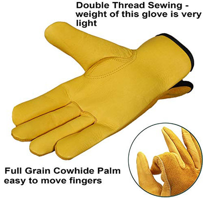SAWANS Leather Working Gloves Work Gardening Gloves Thorn Proof Garden Heavy Duty Utility Men Women Construction - size: Large