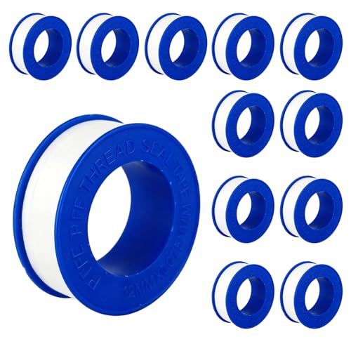 12 Pack PTFE Plumbers Tape Professional Thread Seal Tape for Pipe Sealing, Teflon Tape for Plumbing Leak Prevention, Suitable for Home, Office, and Industrial Use (1/2" x 393") - size: 12 Pack
