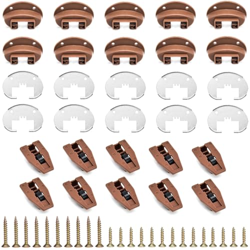 Surf turtle 10 Pack Replacement Drawer Slides, Compatible with Kenlin Rite-Trak 2 168, Center Mount Track Glides for Dresser Hutch Nightstand - style: 10 Pack/With Metal Brackets