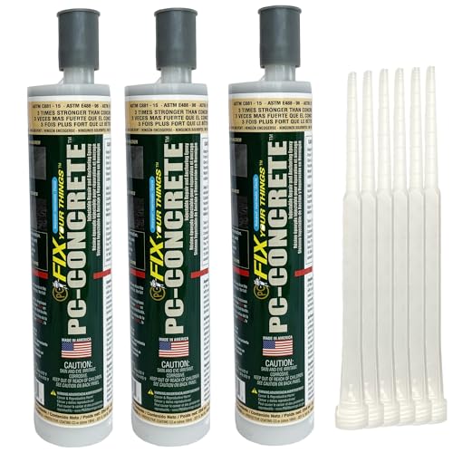PC Products PC-Concrete Two-Part Epoxy Adhesive Paste for Anchoring and Crack Repair, 8.6 oz Cartridge, Gray (3-Pack) - size: 8.6 oz (3-Pack), style: PC-Concrete