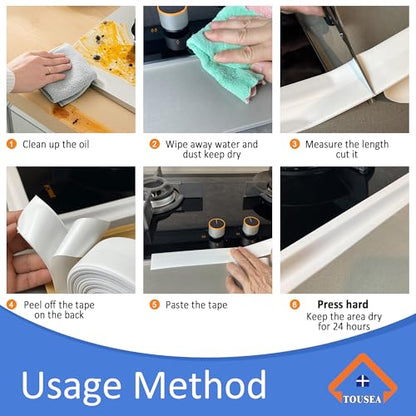 Caulk Tape Self Adhesive,Easy to Install Caulking Tape for Bathroom Peel & Stick Caulking Strip Floor Tile Wallpaper Toilet Tub Shower Wall Trim,Waterproof Caulking Sealing Tape for Bathroom,Toilet