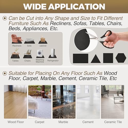 Non Slip Recliner Pads For Hardwood Floors, Recliner Floor Protector Keep Recliner From Sliding, Recliner Slide Stoppers, Under Recliner Mat, Furniture Pad For Recliner, Recliner Gripper,Recliner Grip - size: Square-BLack