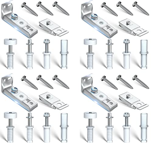 Bifold Door Hardware Repair Kit - 4 Packs Bi-fold Sliding Closet Doors Replacement Parts Include Top & Bottom Bracket, 3/8" Pivot, 7/8" Guides Wheel, for Folding Pocket Door Accordion - style: 4 Pack Sliver
