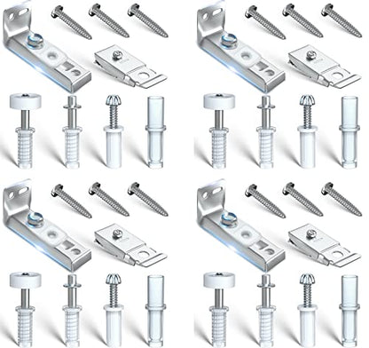 Bifold Door Hardware Repair Kit - 4 Packs Bi-fold Sliding Closet Doors Replacement Parts Include Top & Bottom Bracket, 3/8" Pivot, 7/8" Guides Wheel, for Folding Pocket Door Accordion - style: 4 Pack Sliver