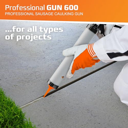 DCP Professional Gun 600 Sausage Caulk Gun 20 oz. - Manual Polyurethane & Silicone Gun for Sausage Sealants - 18:1 Thrust Ratio Application Tool with Comfortable Grip